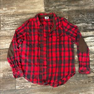 Kavu Red and Black Plaid Button Down Shirt